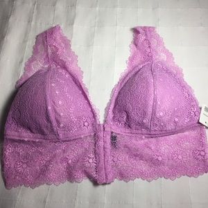 New 1X bralette Pink lace Rene Rofl front closure